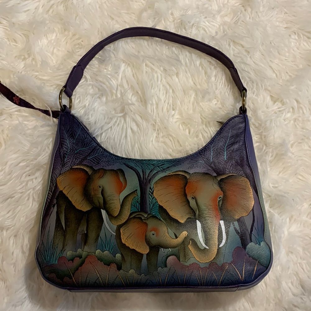 ANUSCHKA hand-painted original artwork genuine leather bag NWOT
